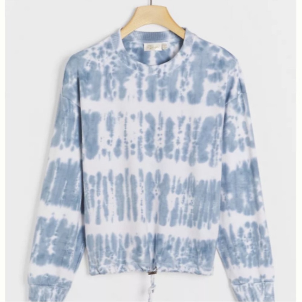 Anthropologie Small Blue & White Women’s Long Sleeve Tie-Dyed Top